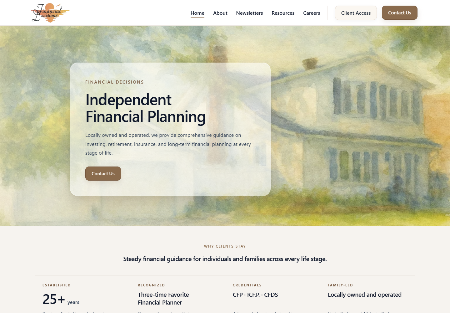 Financial Decisions website preview